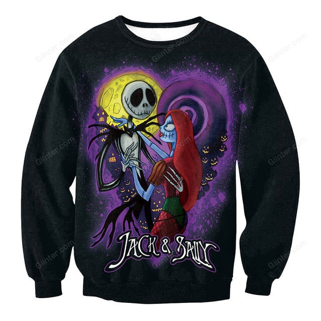 NADANBAO Brand The Nightmare Before Christmas Hoodies Sweatshirt Halloween Dark Sugar Jack Skellington Printed Women Clothing