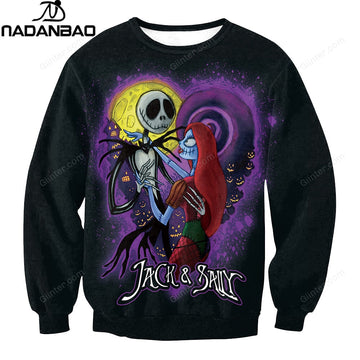 NADANBAO Brand The Nightmare Before Christmas Hoodies Sweatshirt Halloween Dark Sugar Jack Skellington Printed Women Clothing