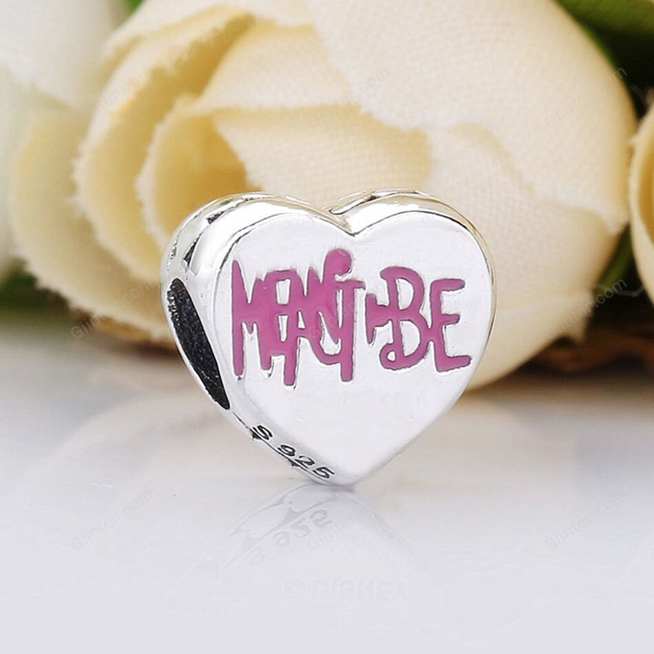 New 925 Sterling Silver Bead Charm Heart Shape Enamel Jack & Sally Meant To Be
