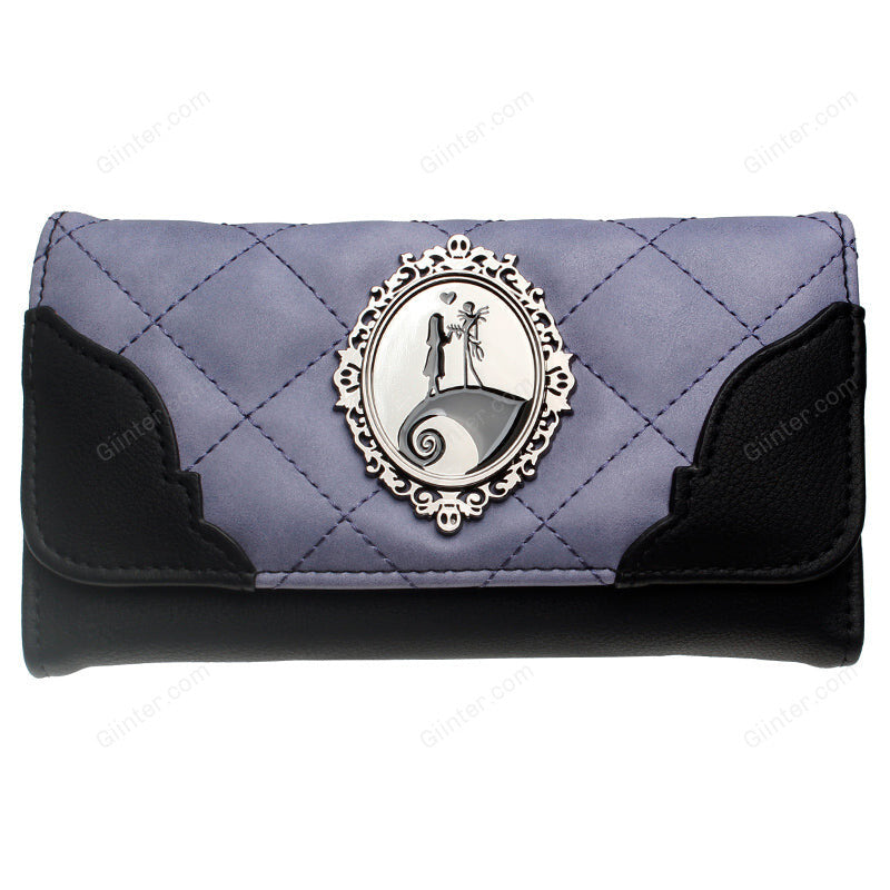 Nightmare Before Christmas Metal Badge Female Wallets Purple Quilted Women Purse 6019