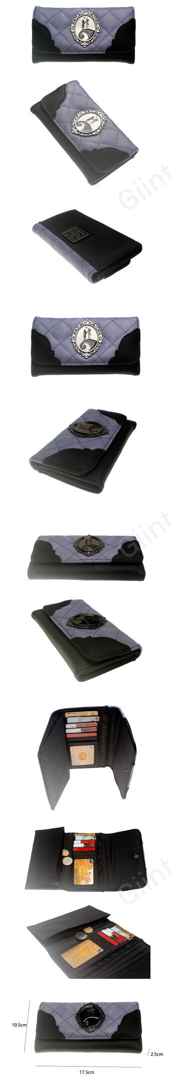 Nightmare Before Christmas Metal Badge Female Wallets Purple Quilted Women Purse 6019