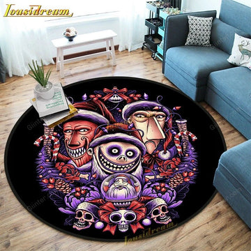 Nightmare Before Christmas Non-slip Floormat Area Round Rug (Foldable) GINNBC958D67