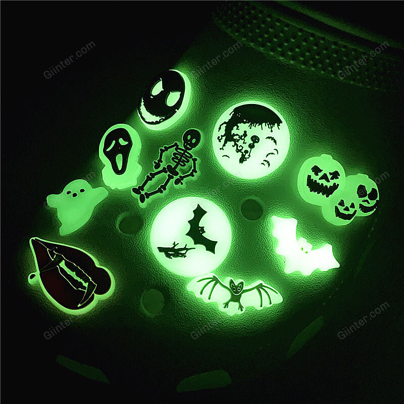 Nightmare Before Christmas Shoe Charms Luminous Vampire Bat Jack Sandals Accessories Ghost Croc Decorations