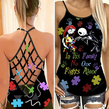 No One Fights Alone Jack Skellington Family Criss-Cross Tank Top GINNBC69725