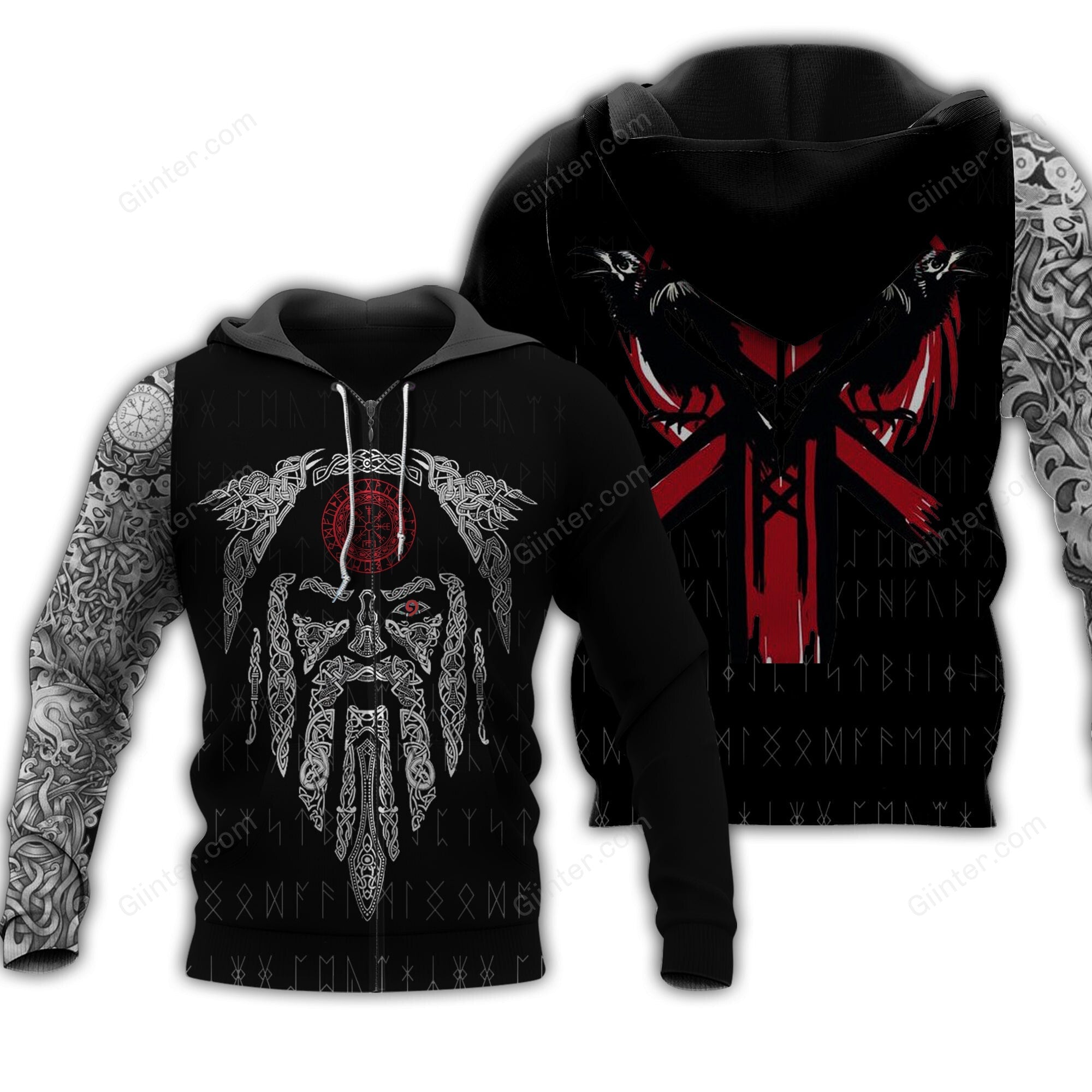 Odin and Raven Tattoo 3D All Over Printed Shirts For Men And Women 126