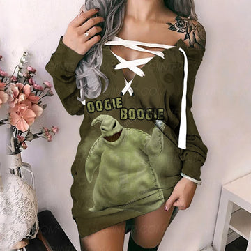 Oogie Boogie Women's Lace-Up Long Sweatshirt GINNBC00201