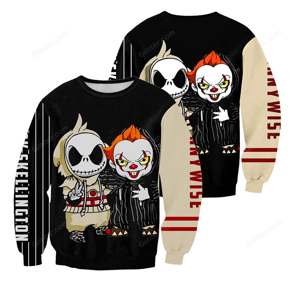 Pennywise & Jack Skellington 3D All Over Printed Shirts For Men and Women 217