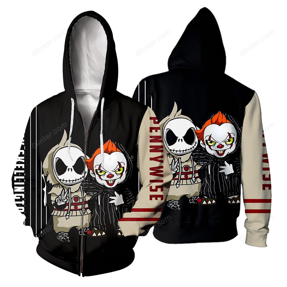 Pennywise & Jack Skellington 3D All Over Printed Shirts For Men and Women 217
