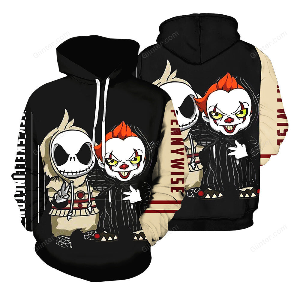 Pennywise & Jack Skellington 3D All Over Printed Shirts For Men and Women 217