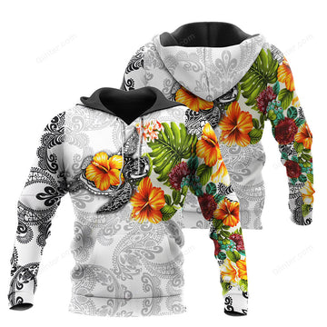 Polynesian Sea Turtle Tattoo and Hibiscus 3D All Over Printed Shirts For Men And Women 23