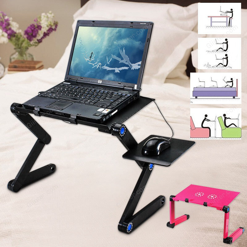 Portable 360 Folding Laptop - Table 2 Holes Cooling Laptop Stand Desk Holder with Mouse