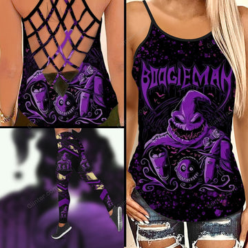 Purple Boogieman Criss-Cross Tank Top & Leggings Set GINNBC86334