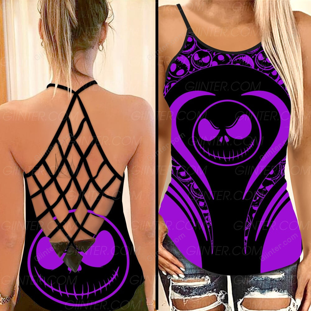 Purple Jack Skellington Criss-Cross Tank Top GINNBC95244
