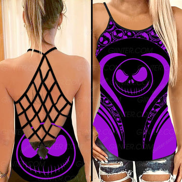 Purple Jack Skellington Criss-Cross Tank Top GINNBC95244