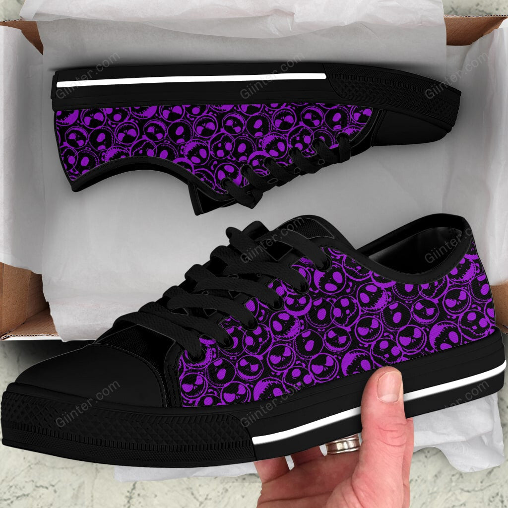 Purple JS Faces Women Low Top Canvas Shoes GINNBC95244