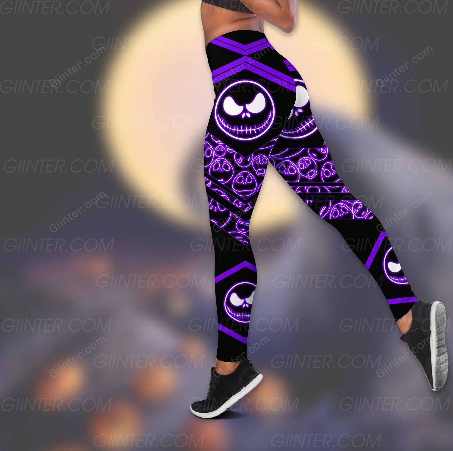 Purple JS Faces Women Tank Top & Legging GINNBC95439