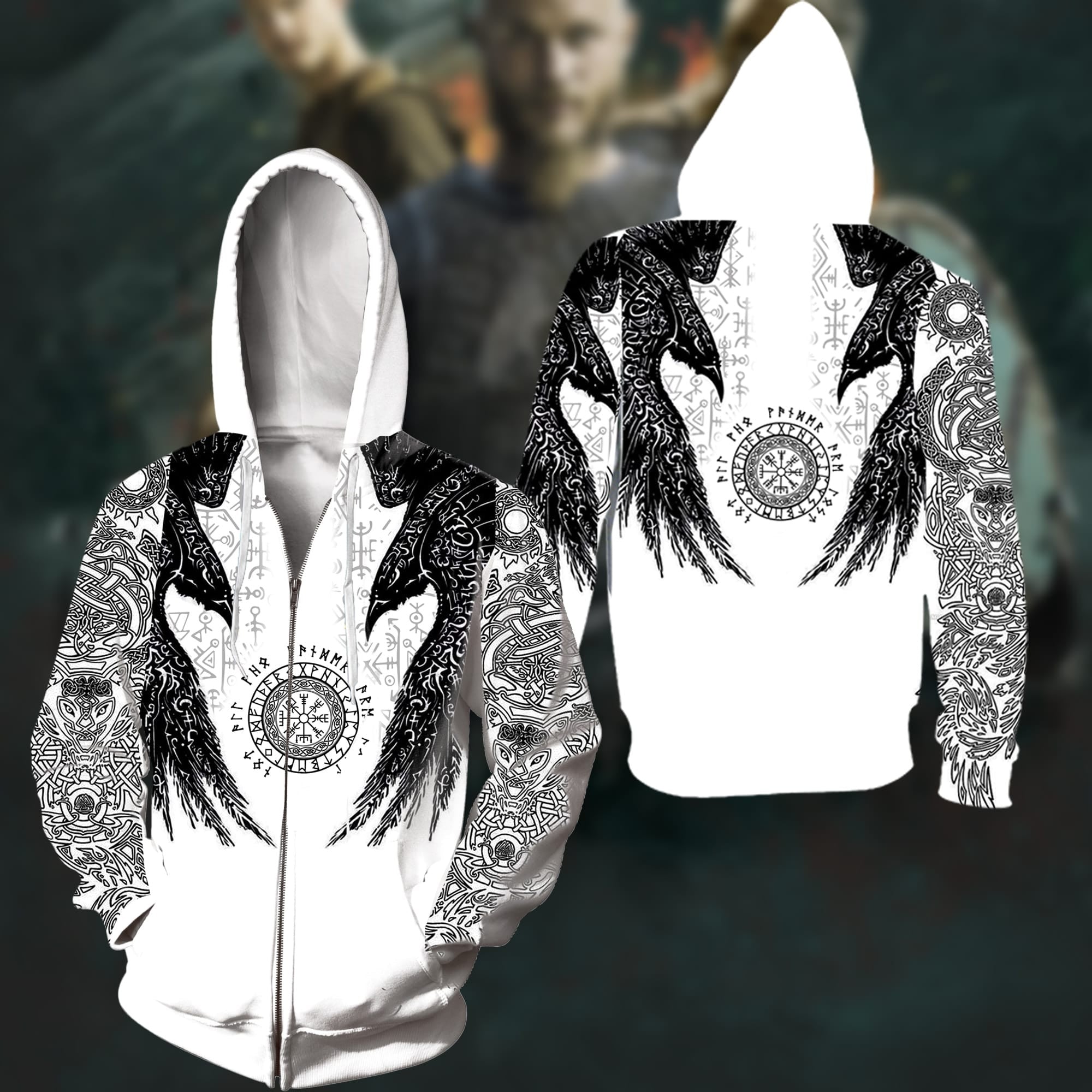 Raven Viking Tattoo 3D All Over Printed Shirts GINTT14628