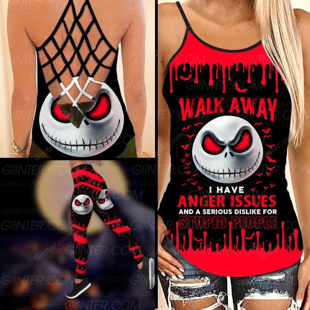 Red JS Walk Away Criss-Cross Tank Top & Leggings Set GINNBC98483