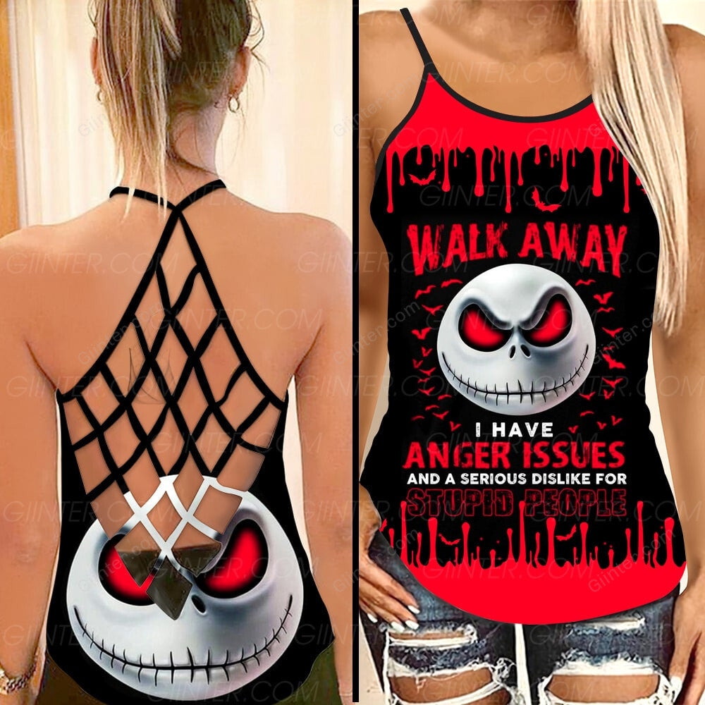 Red JS Walk Away Criss-Cross Tank Top & Leggings Set GINNBC98483