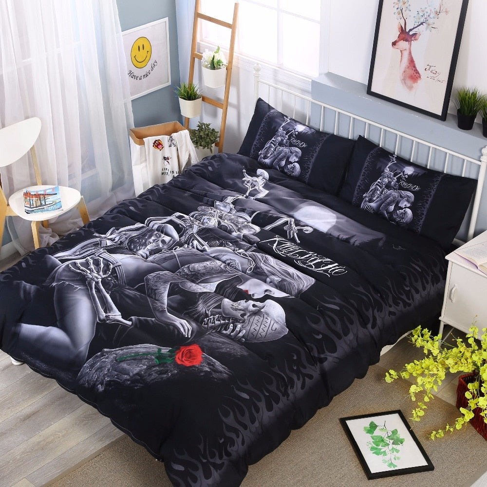 Ride & Die Bedding Set, Duvet Cover Sets Skull Bedding