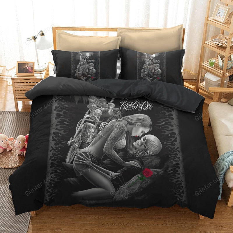 Ride & Die Bedding Set, Duvet Cover Sets Skull Bedding