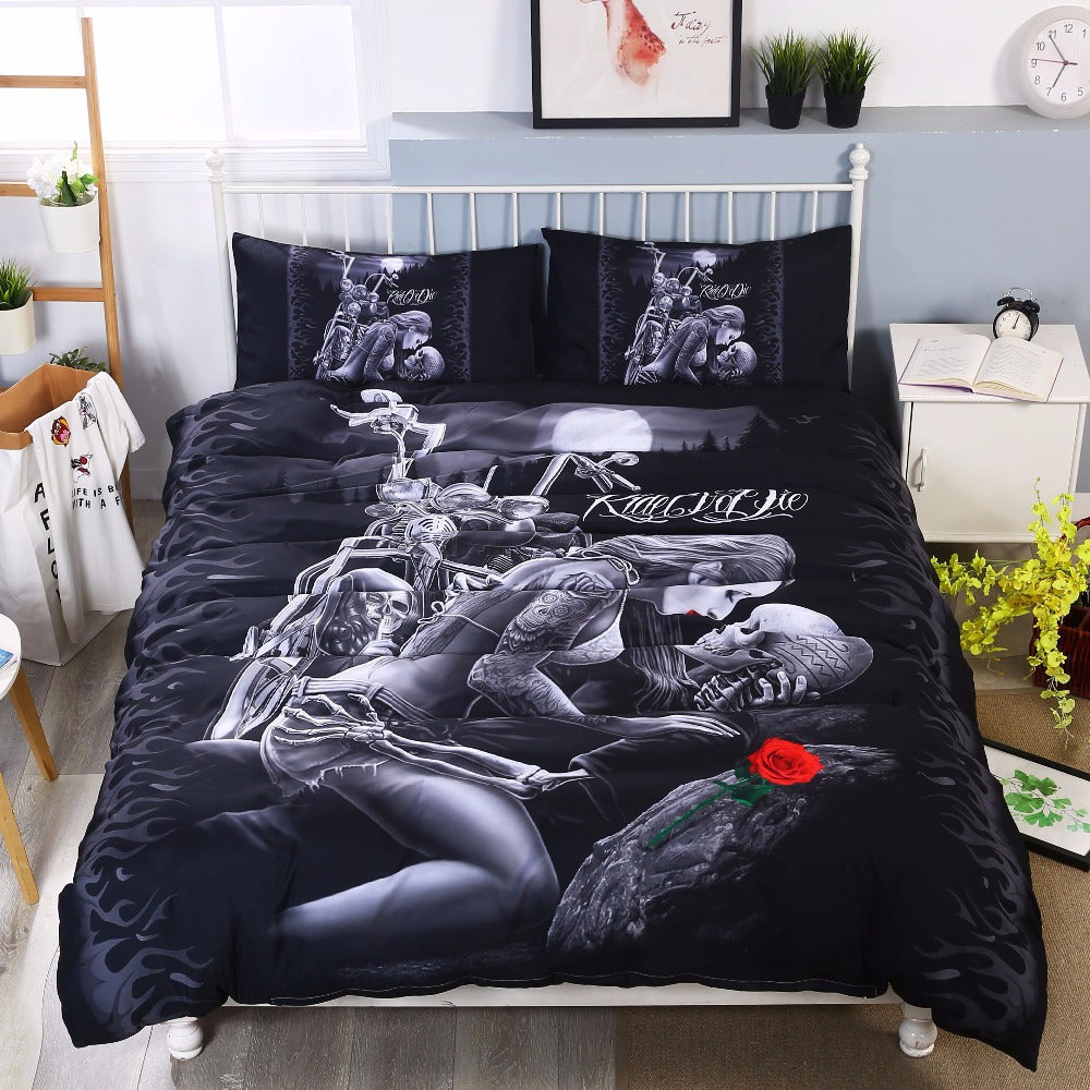 Ride & Die Bedding Set, Duvet Cover Sets Skull Bedding