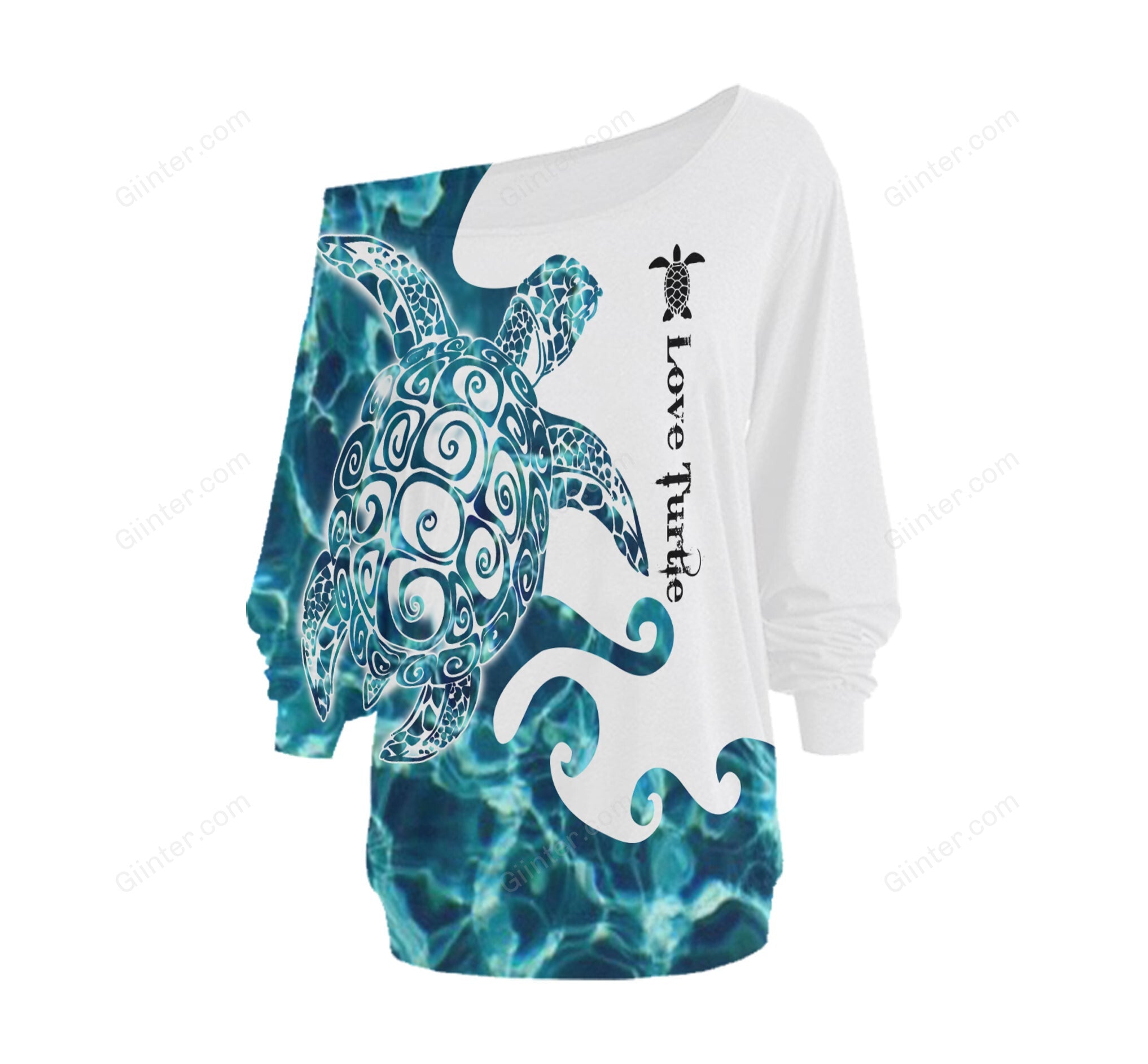 Sea Turtle One Off Shoulder Long Sleeve Shirt & Legging 04
