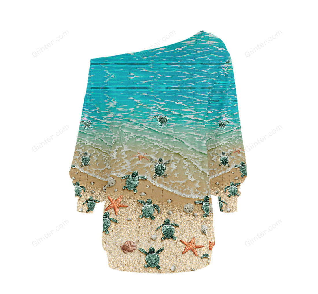 Sea Turtle One Off Shoulder Long Sleeve Shirt & Legging 33