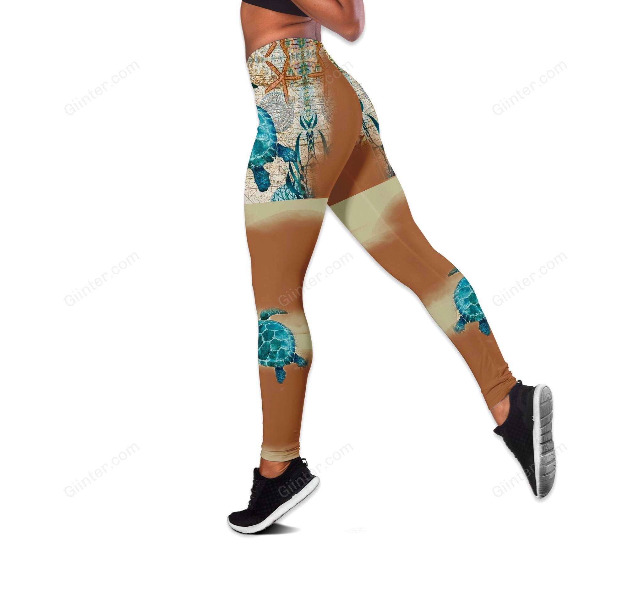 Sea Turtle One Off Shoulder Long Sleeve Shirt & Legging 34