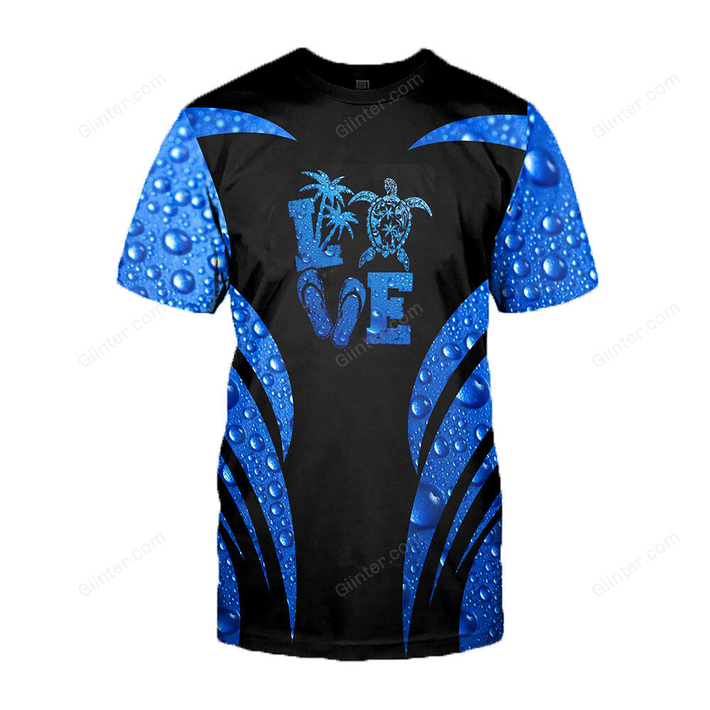 Sea Turtle Blue Rain 3D All Over Printed Shirts For Men And Women 66