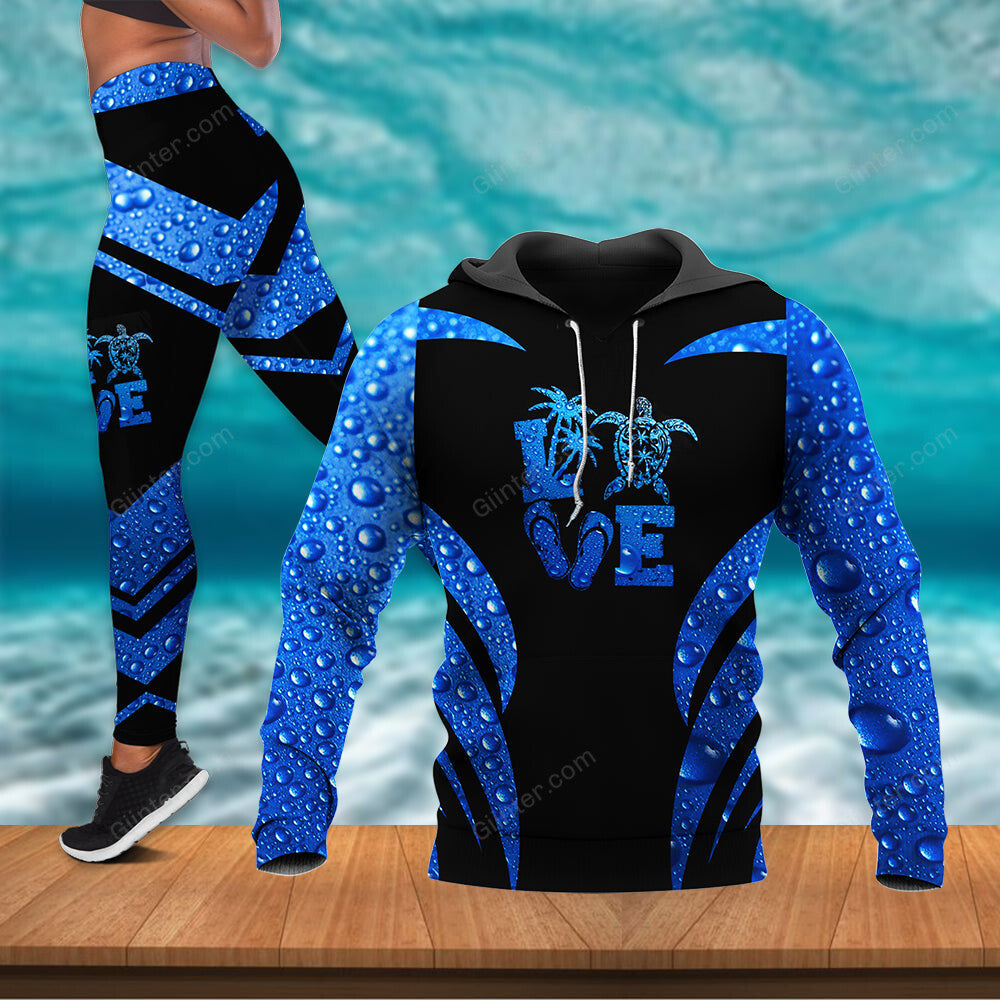 Sea Turtle Blue Rain Combo Hoodie & Legging 66