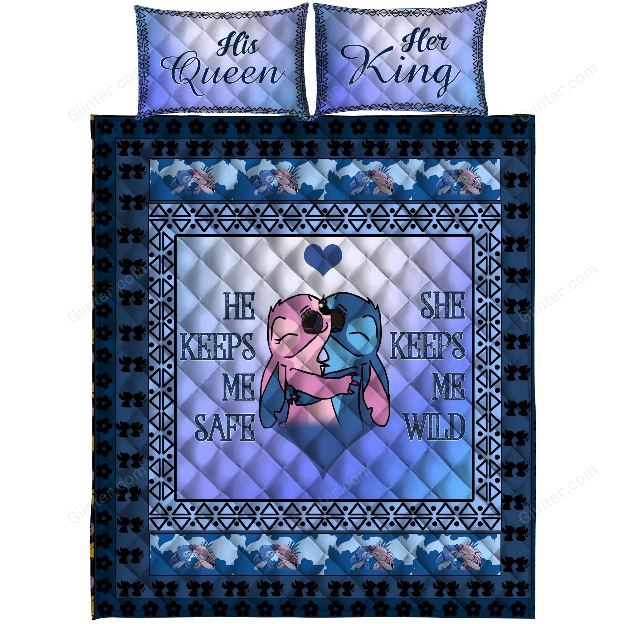 Stiches Couple Quilt Bedding Set GINLIST02744