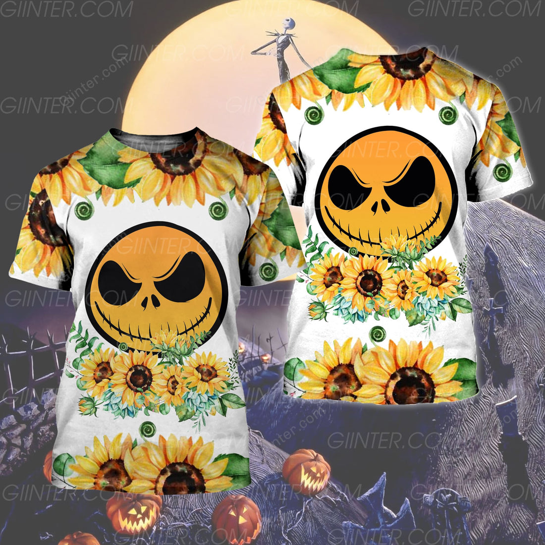 Sunflower Jack Skellington 3D Shirts GINNBC87724