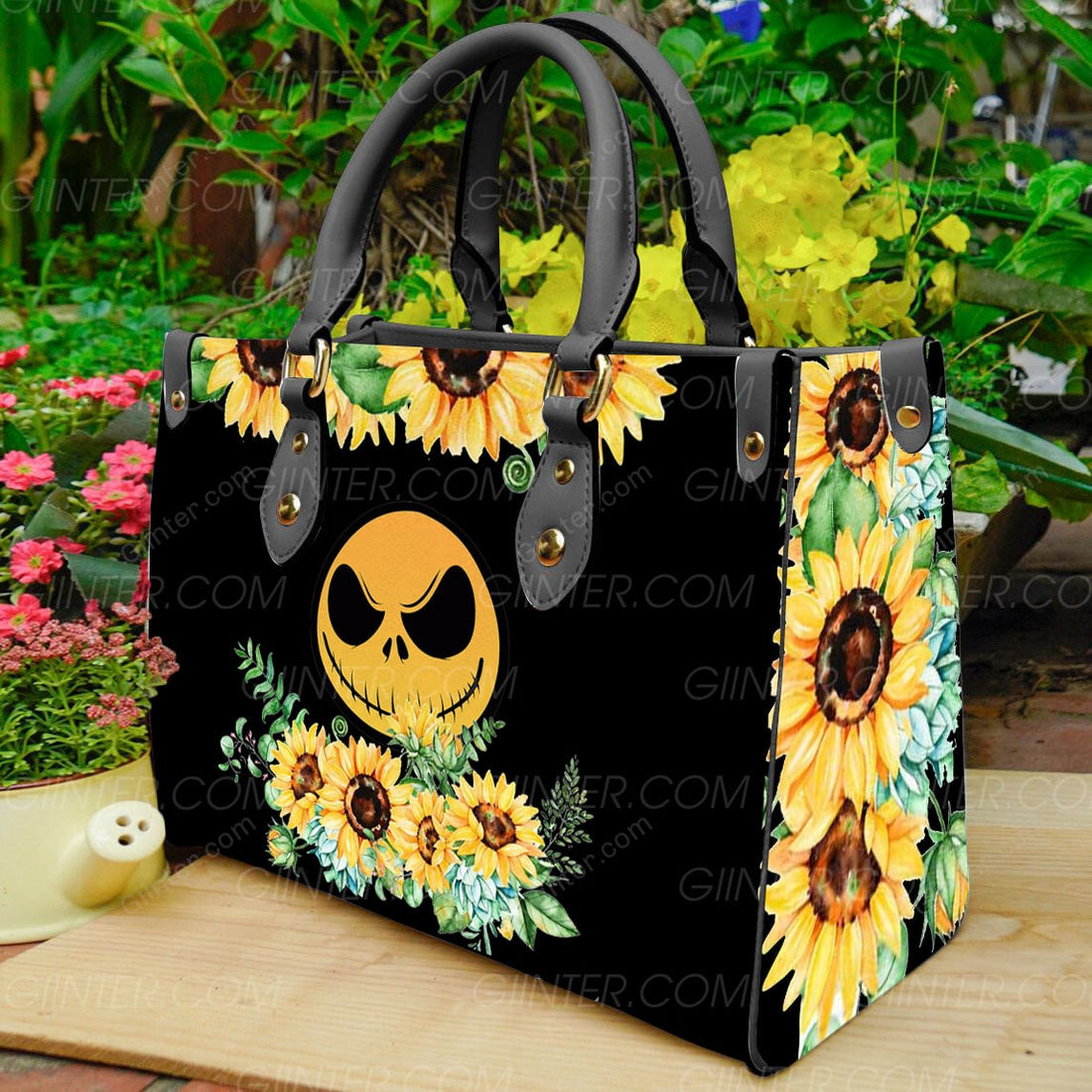 Sunflower Jack Skellington Black Color Leather Bag GINNBC89147
