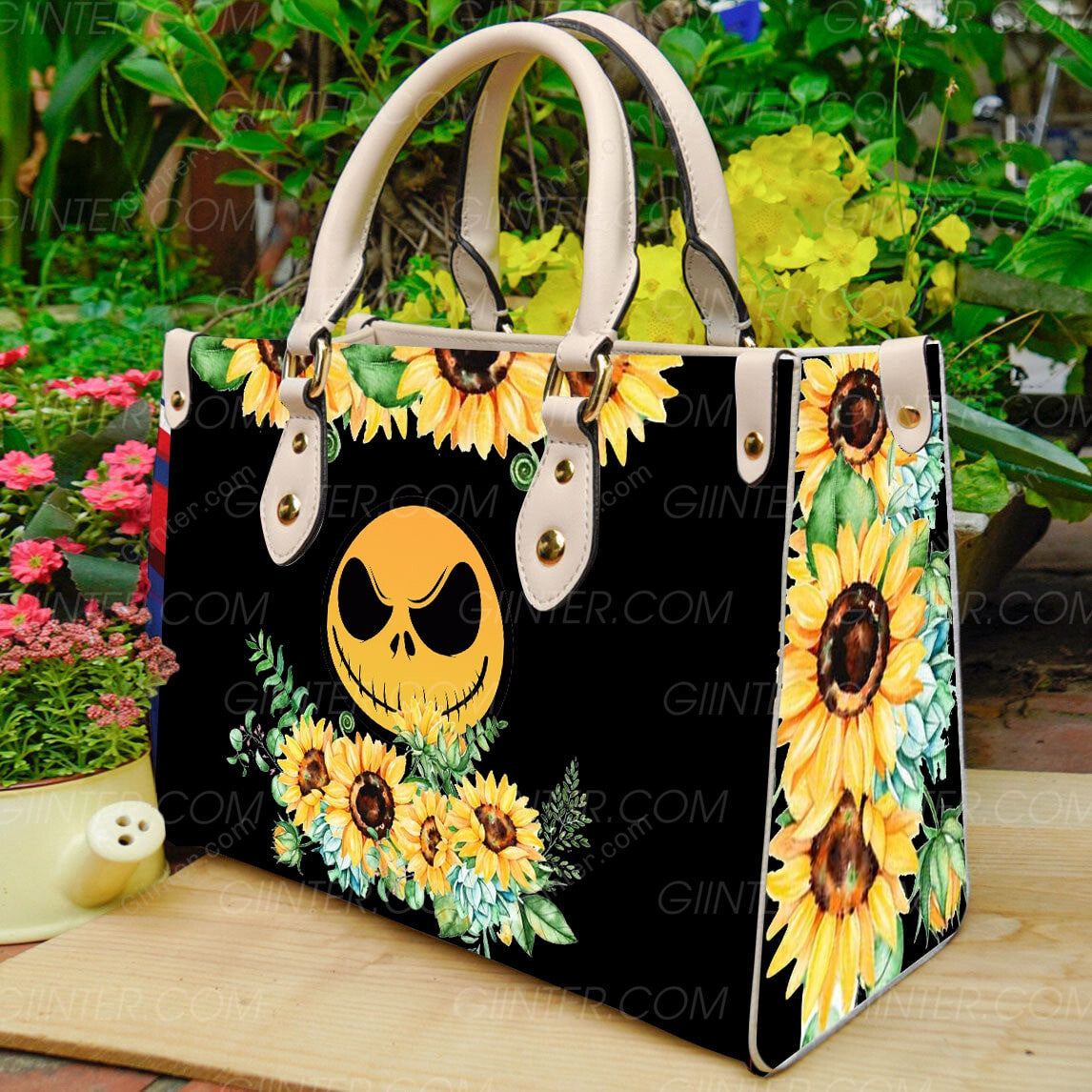 Sunflower Jack Skellington Black Color Leather Bag GINNBC89147