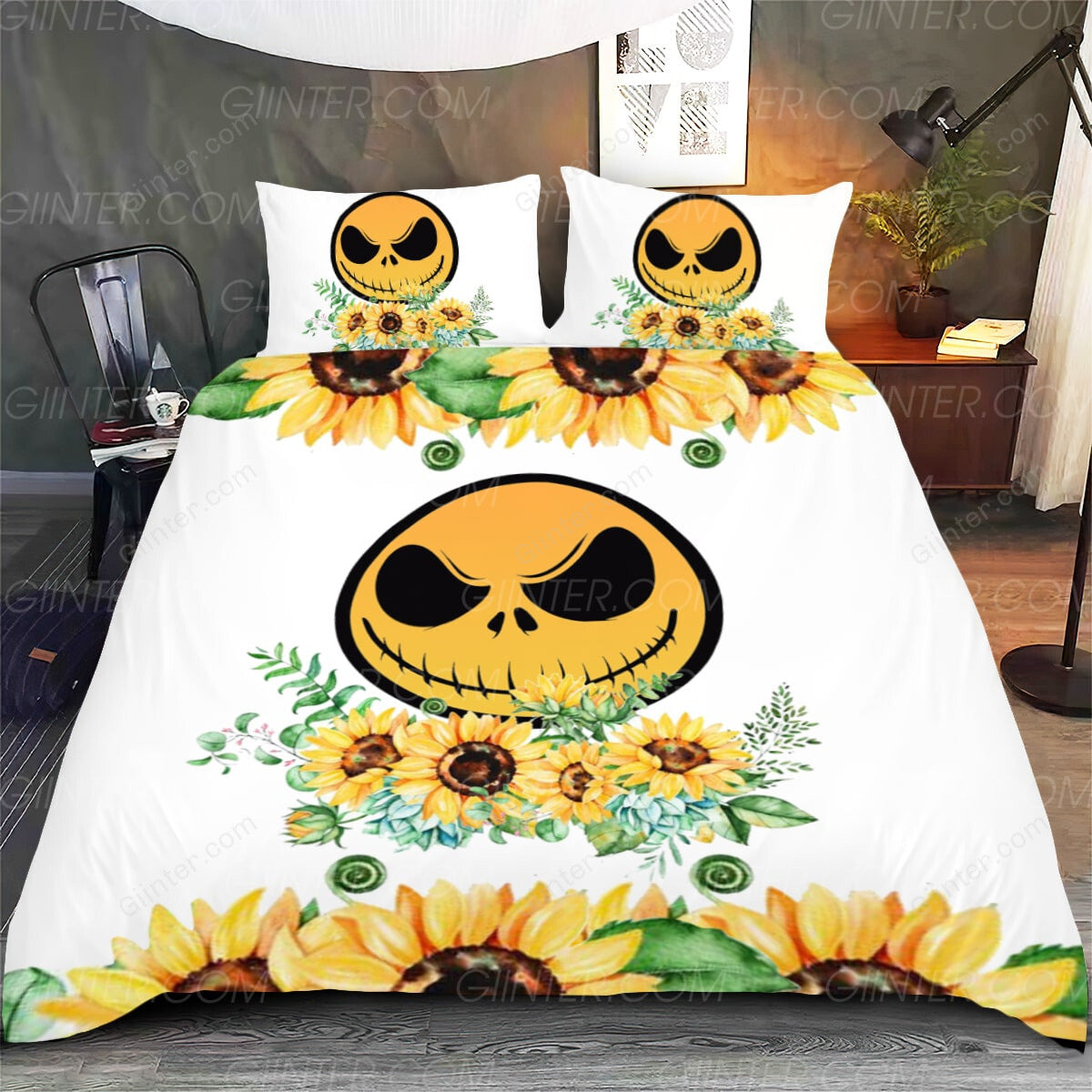 sunflower jack skellington bedding set