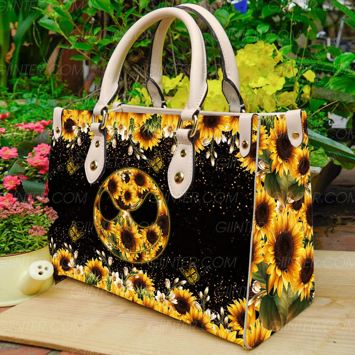 Sunflowers JS Face Leather Bag GINNBC93284