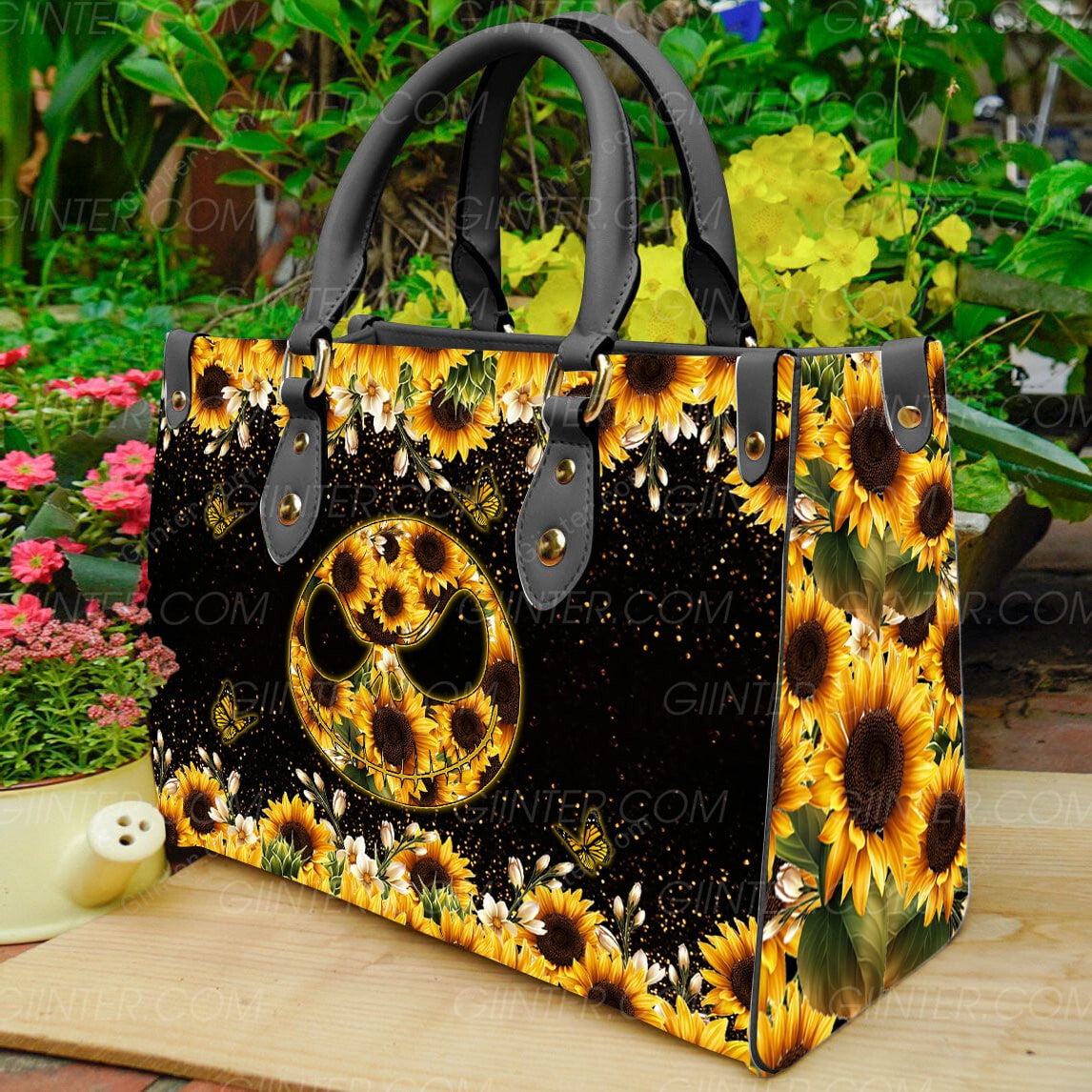 Sunflowers JS Face Leather Bag GINNBC93284