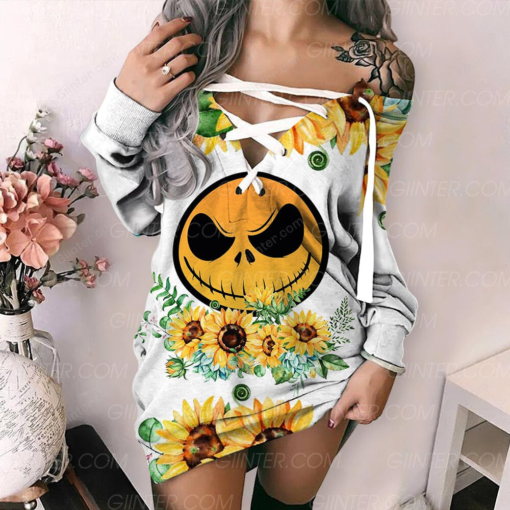 Sunflowers JS Women's Lace-Up Long Sweatshirt GINNBC87724