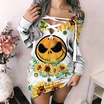 Sunflowers JS Women's Lace-Up Long Sweatshirt GINNBC87724
