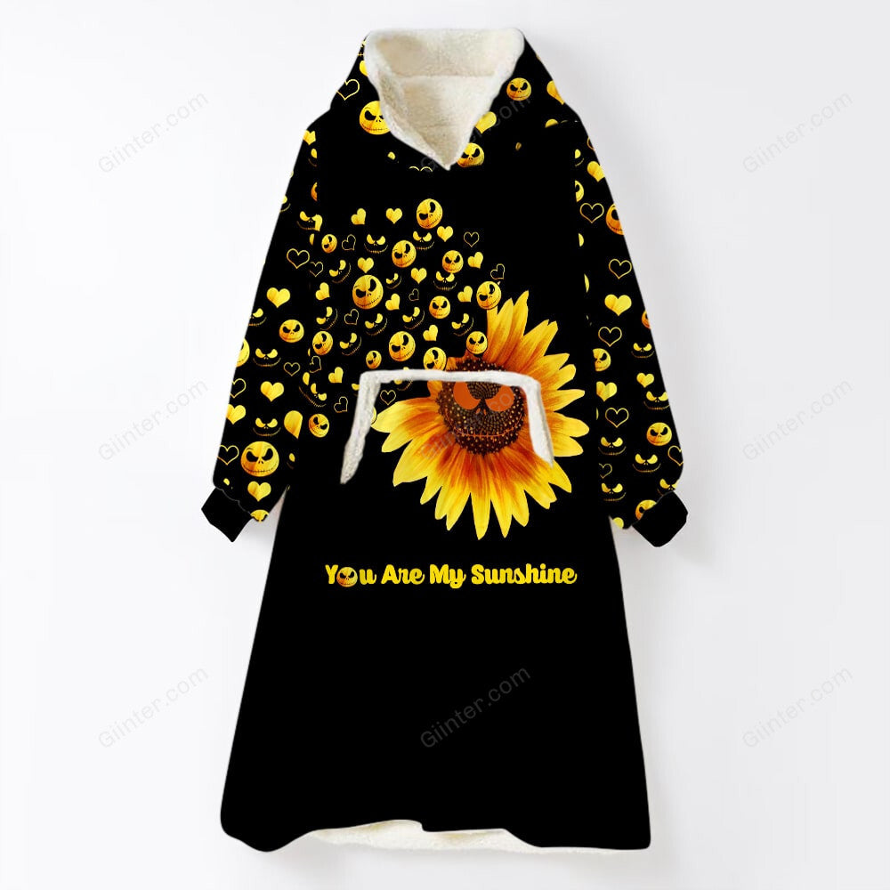 Sunflowers You Are My Sunshine Jack Skellington Oversize Heavy Fleece Hoodie Blanket GINNBC80472