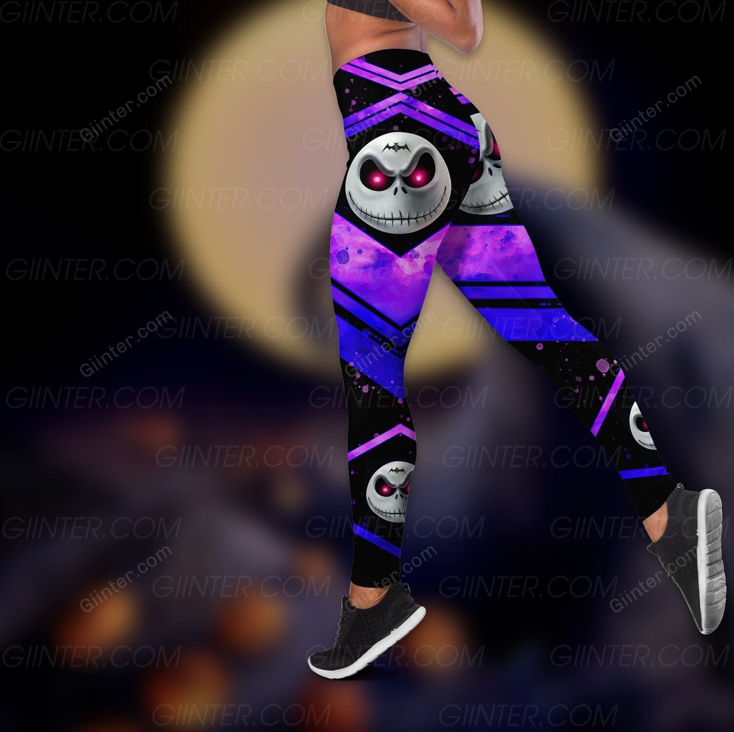 Tattooed Girl Jack Skellington Criss-Cross Tank Top & Leggings Set GINNBC100024