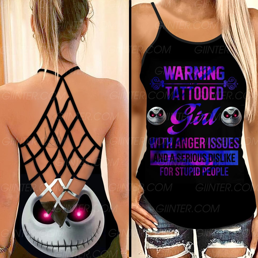 Tattooed Girl Jack Skellington Criss-Cross Tank Top & Leggings Set GINNBC100024