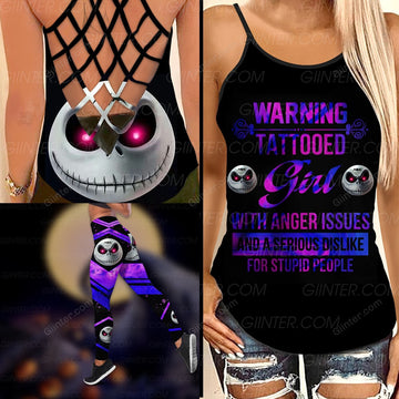 Tattooed Girl Jack Skellington Criss-Cross Tank Top & Leggings Set GINNBC100024