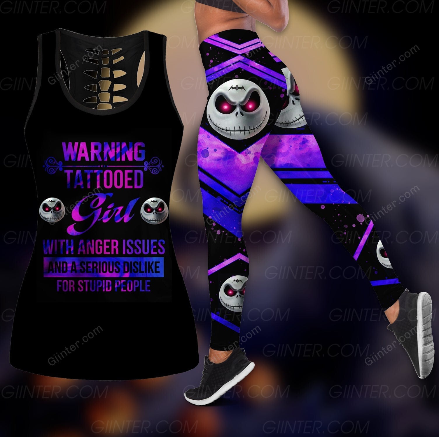 Tattooed Girl Jack Skellington Women Tank Top & Legging GINNBC100024