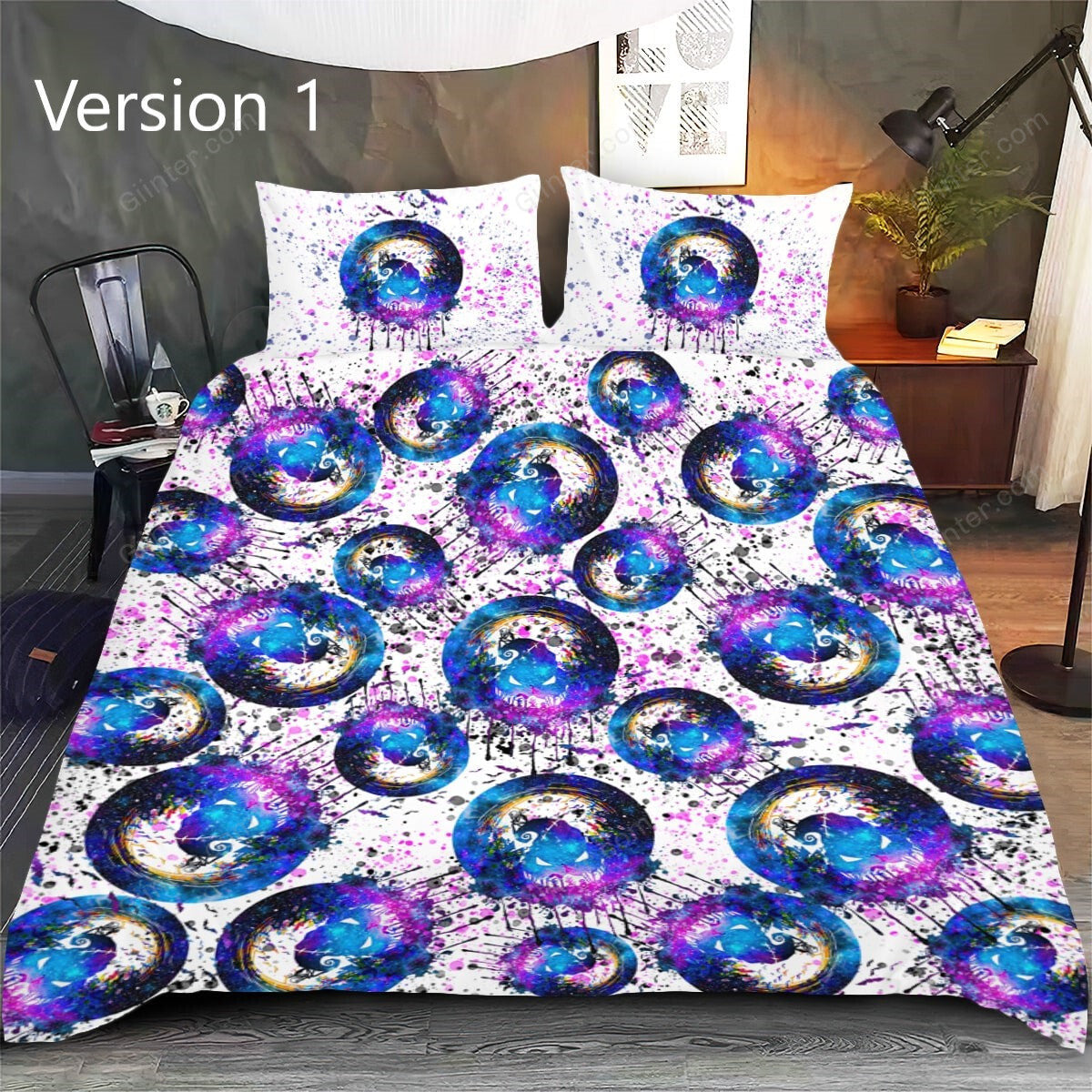 The NBC Painted Purple Color Duvet Cover Bedding Set GINNBC85378
