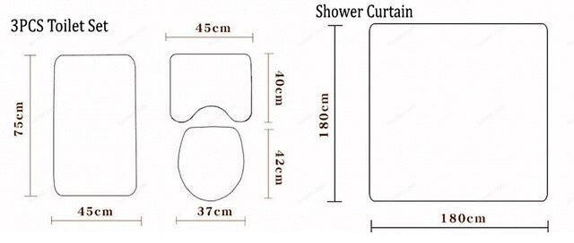 The Nightmare Before Christmas Waterproof Bath Curtain Set Toilet Cover Mat Non-Slip Rug Set Bath Curtain 4Pcs Bathroom Set