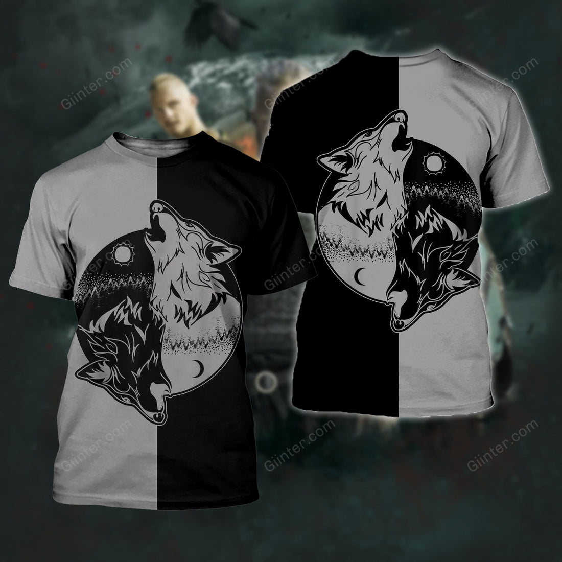 YinYang Skoll Tribal Wolf 3D All Over Printed Shirts GINTT14564