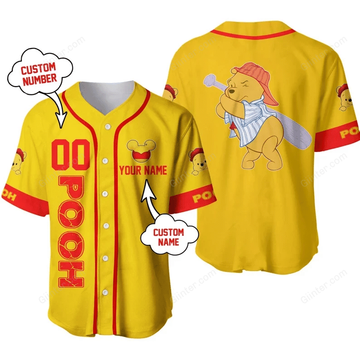 Winnie The Pooh Baseball Jersey Shirt GINPOOH14