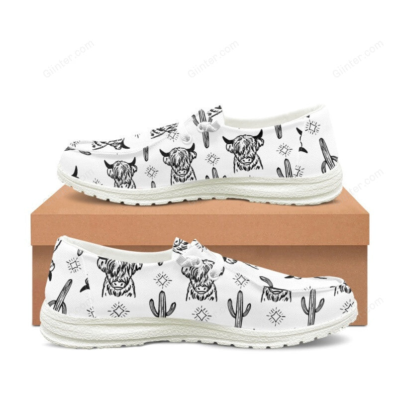 Highland Cow And Cactus Western Dude Shoes